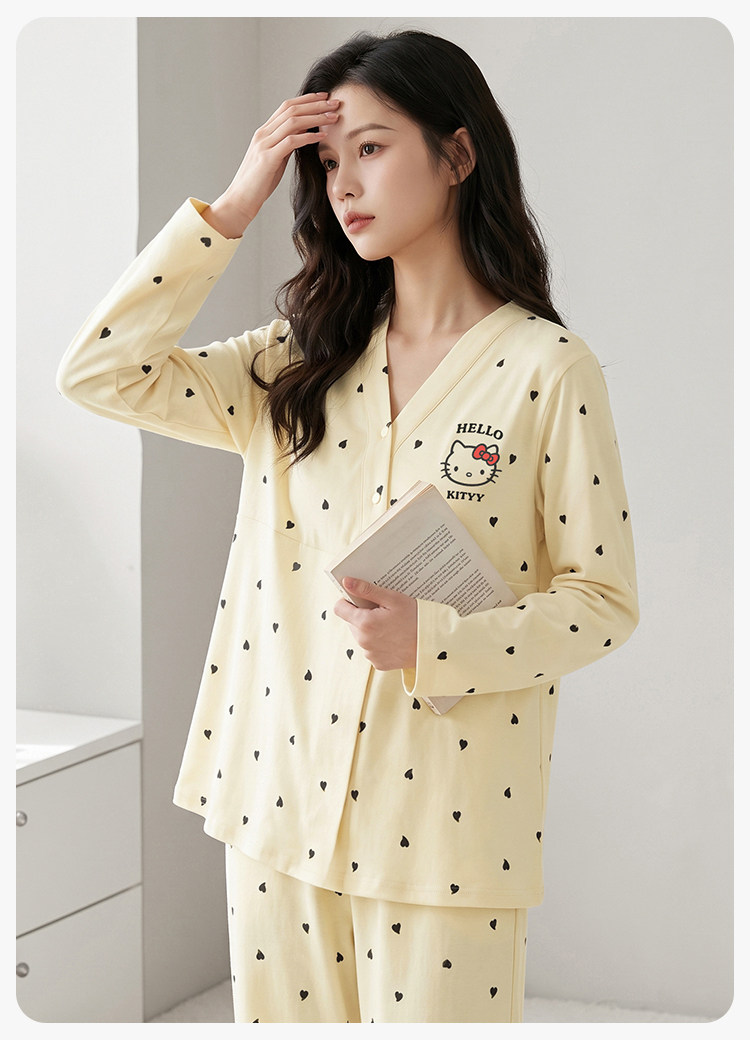 安娜妈咪带帽子纯棉产妇月子服春秋款孕妇哺乳睡衣秋冬家居服套装 — 18
