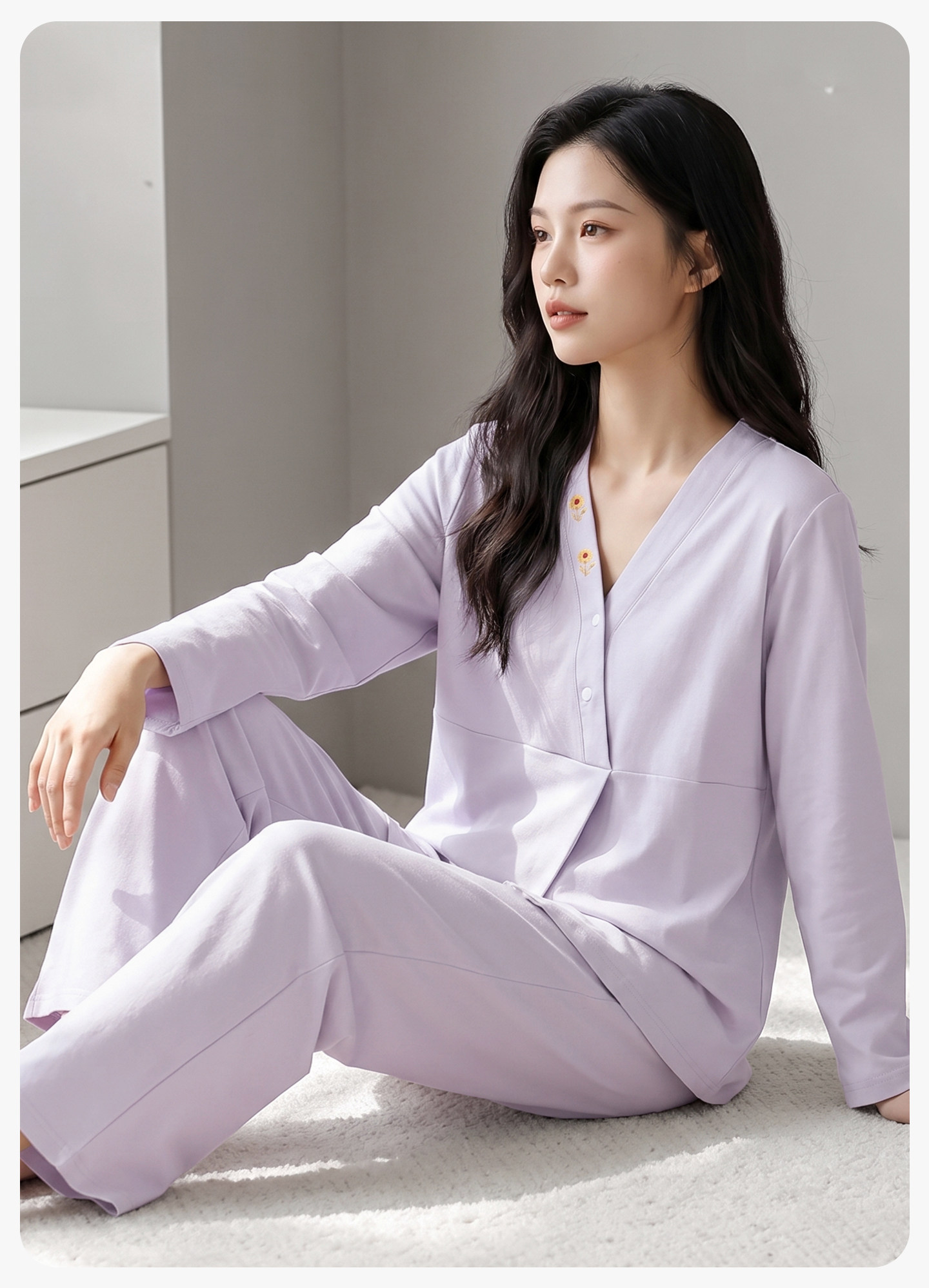 帽子带胸垫秋冬月子服纯棉哺乳睡衣春秋坐月子女孕妇不勒肚家居服 — 16