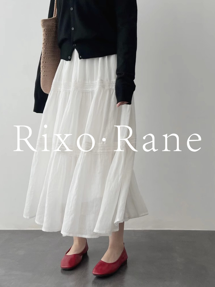 フランスのRixo Raneの巨大な気質⭐レースのスプライシングAラインハイウエストコットンとリネンのスカートドレープヒップカバーケーキスカート