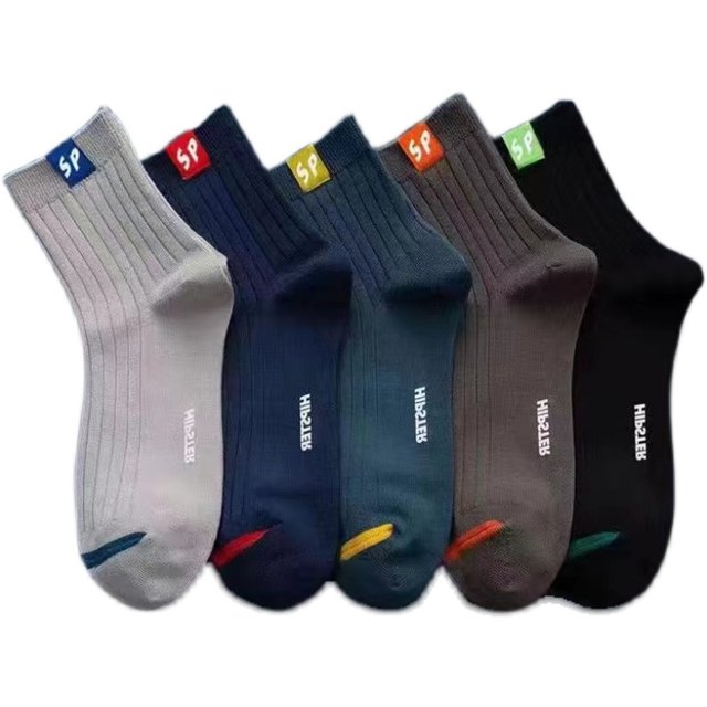 ຖົງຕີນຜູ້ຊາຍ Socks Deodorant Sweat-absorbent Breathable Mid-calf Socks Sports Socks Spring and Summer Thickened business all-match trendy socks for all seasons