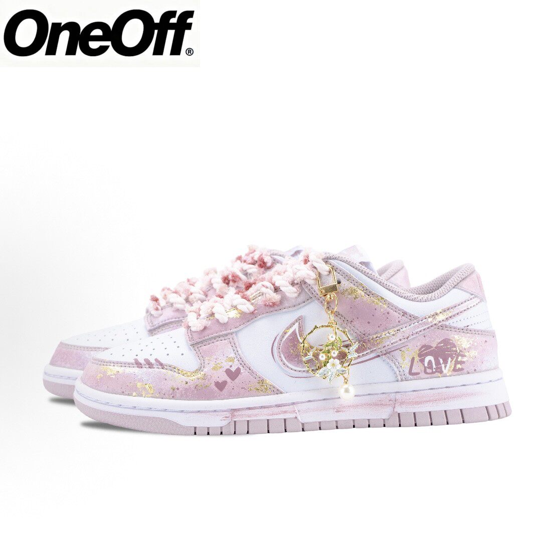 【Кроссовки по индивидуальному заказу】 NikeDunk Jin Gui Luo Sakura splashing ink gilt - это высококачественные универсальные кроссовки из розового золота, выполненные в девчачьем стиле.