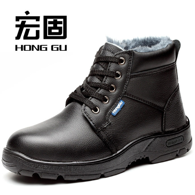 Military Leather Shoes Men Cotton Shoes Women High Silo Plus Suede Thickened Labour Shoes Winter Wear Anti Slip Anti-Smash Genuine Leather Warm Shoes