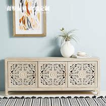 Fave Retro Small Household Type TV Cabinet American Carved Solid Wood Side Cabinet Eurostyle Ground Cabinet New Chinese Bedroom Short Cabinet