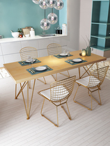 Nordic Wood tea table creative dining table iron solid wood table and chair combination rectangular simple modern household customization