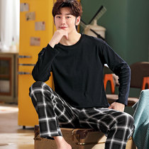 Pajamas men long sleeve spring and autumn cotton plus fat plus size 200 fat 5XL300kg loose simple middle-aged 4XL
