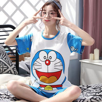Pajamas women short-sleeved Doraemon cartoon thin summer Dingdang cat Doraemon fat plus size fat mm200 kg