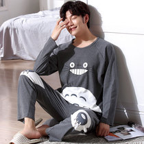 Fat childrens pajamas male long sleeve cotton summer boy fattening up 12-15 years old junior high school students Fat 8