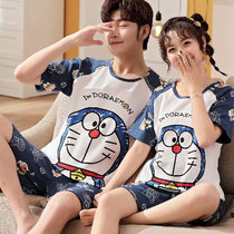 Doraemon couple pajamas women short sleeve summer Dingdang cat Doraemon trappy man fat blue fat man 2021 New