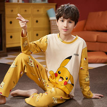 Childrens pajamas long sleeve cotton summer thin little boy 7 boys 8 years old 12 bikachu air-conditioned room uniforms