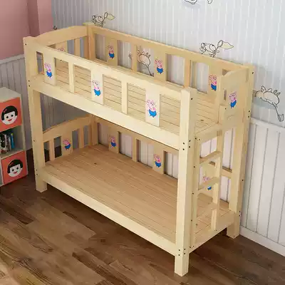 Kindergarten Camphor pine double bed Solid wood high and low bed Kindergarten up and down bed Kindergarten nap Solid wood nap bed