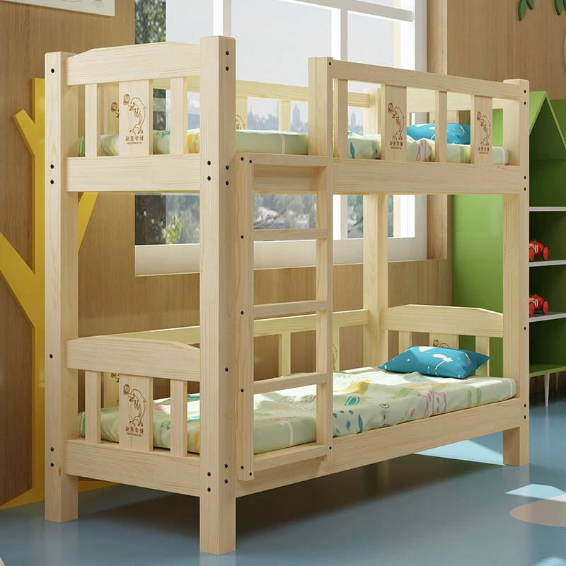 Kindergarten Zhangzi Pine Full Solid Wood Upper Bunk Bed Lower Bunk Bed Up And Down Bunk Bed Elementary School Student Care Class Double Nap Bed