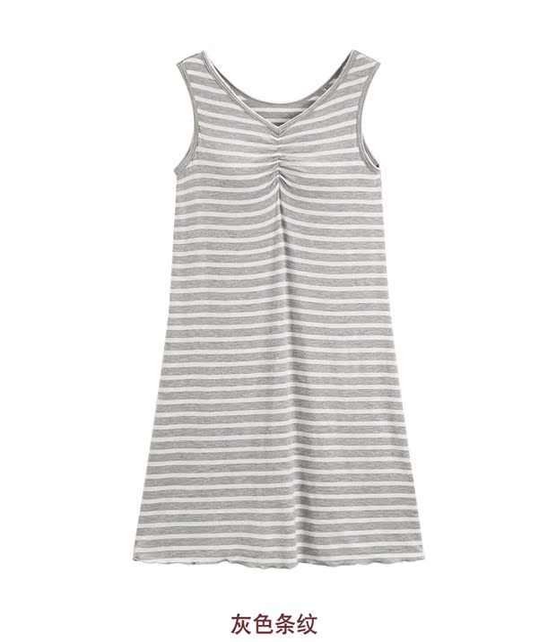 Modal nightdress nữ mùa hè với áo ngực che cup một bộ đồ ngủ miễn phí áo ngực mỏng phần lỏng lẻo dịch vụ nhà không tay váy đầm đẹp giá rẻ