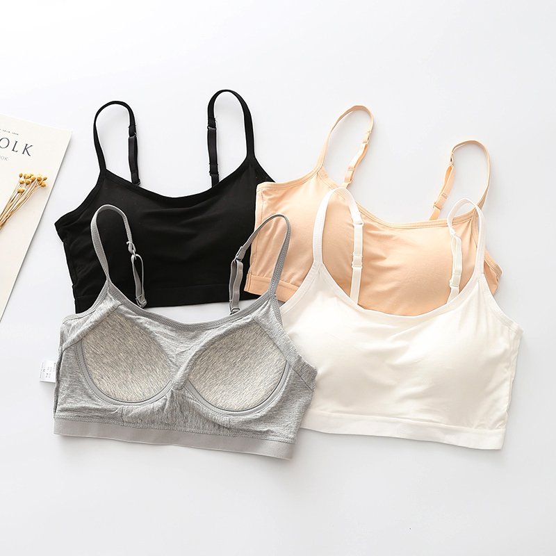 Modale free steel ring bra integrated with chest cushion small harnesses vest female summer rub chest short and wrap with chest underwear