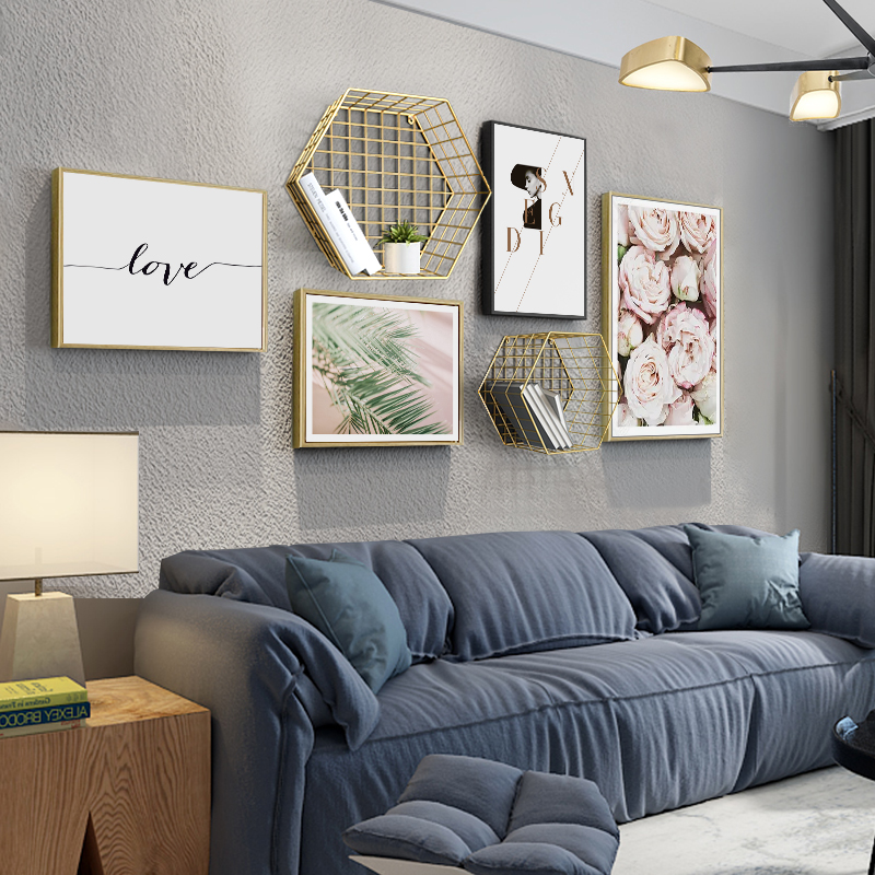 Nordic Wind Living Room Decoration Sofa Background Wall Modern Minimalist Advanced Senses Atmospheric Restaurant Light Lavish Composition Wall-mounted Painting-Taobao