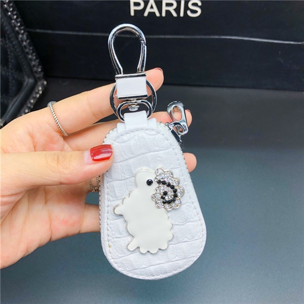 Phim hoạt hình sáng tạo móc khóa bằng da khóa kéo trường hợp xe chìa khóa điều khiển từ xa thiết lập thời trang nam và nữ mô hình khóa túi xách