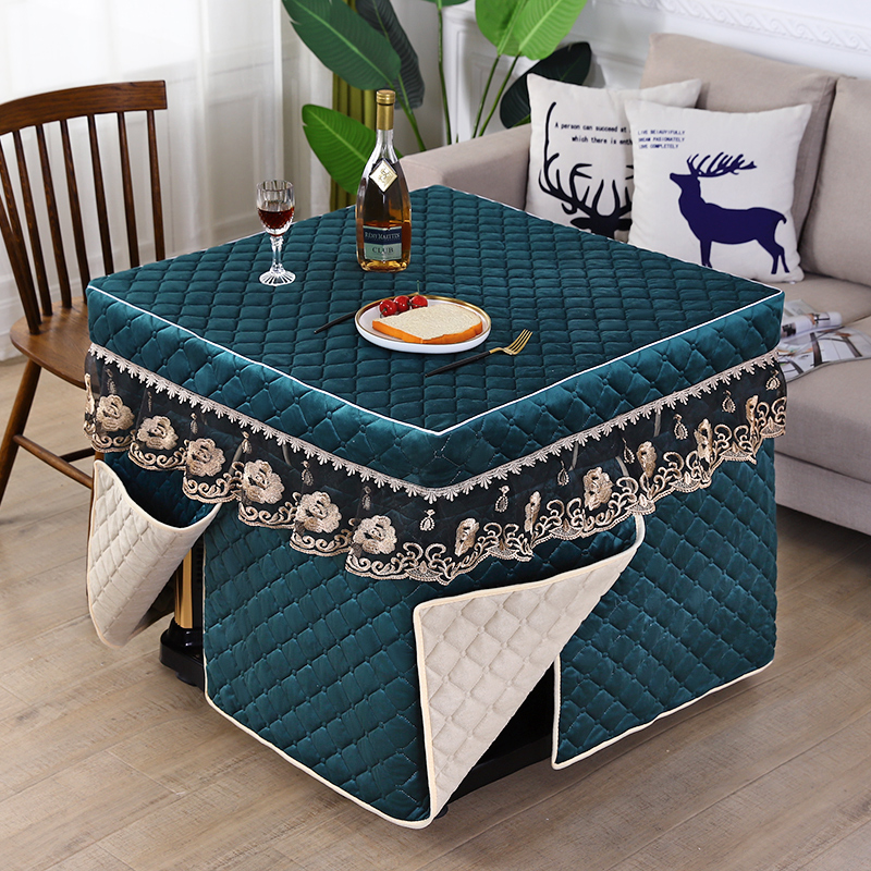 Square baking fire cover sleeve double face suede thickened garnter electric stove hood cover new 4-piece mahjong machine hood toasted fire quilt cover