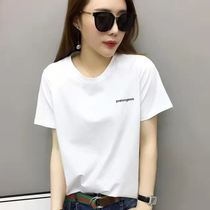  Fei Chenxuan 2021 new white simple T-shirt tide brand casual all-match European version of the big printing short-sleeved womens clothing