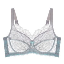 Senami Big Chest Show Small Lace Soft Rims Underwear Ultra Thin Breathable Crystal Cup Large Size Full Cup Breast