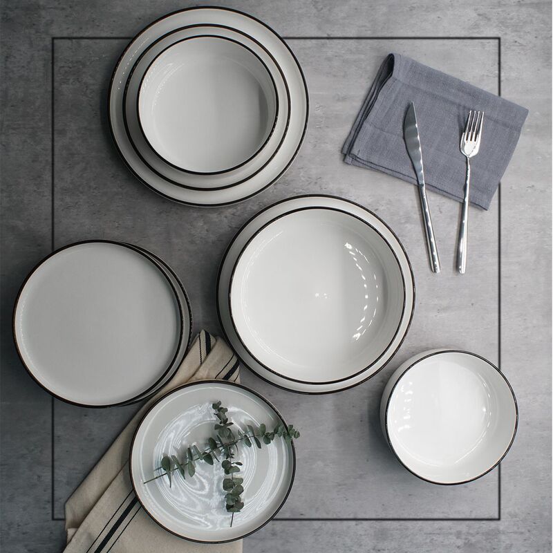 Simple Nordic Dessert Salad Plates and Bowls Ceramic Tableware Set for Italian Pasta and Trendy Chaozhou Hotel