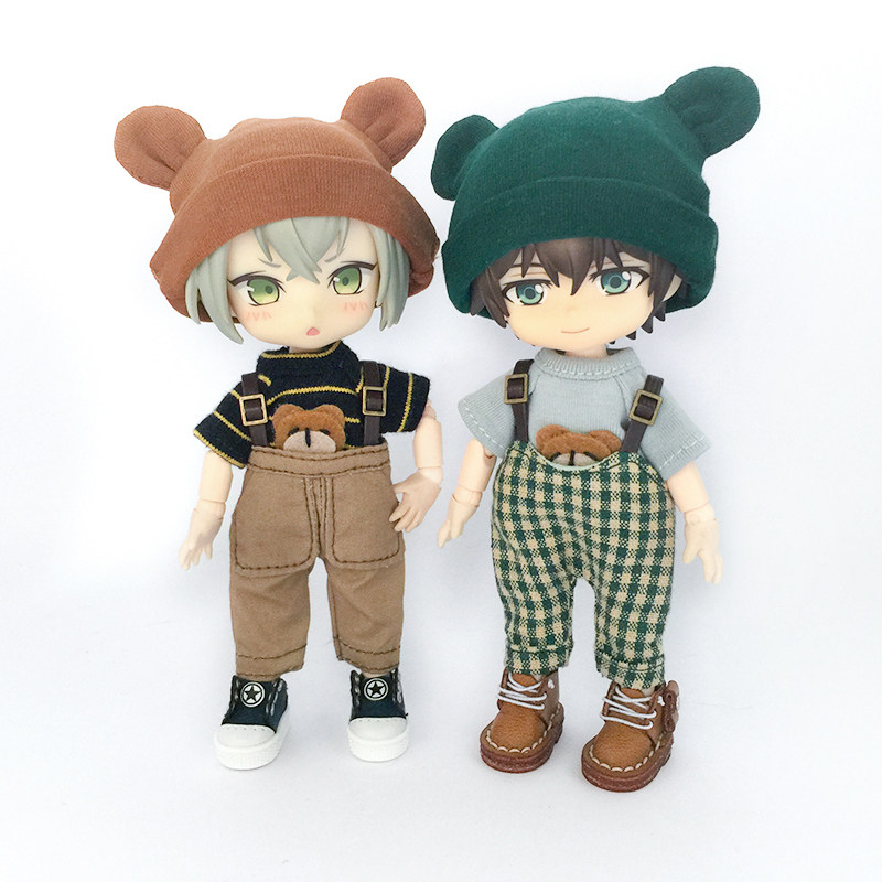 ob11 baby clothes clay GSC bjd animal short-sleeved T-shirt cap overalls soft pottery doll clothes suit
