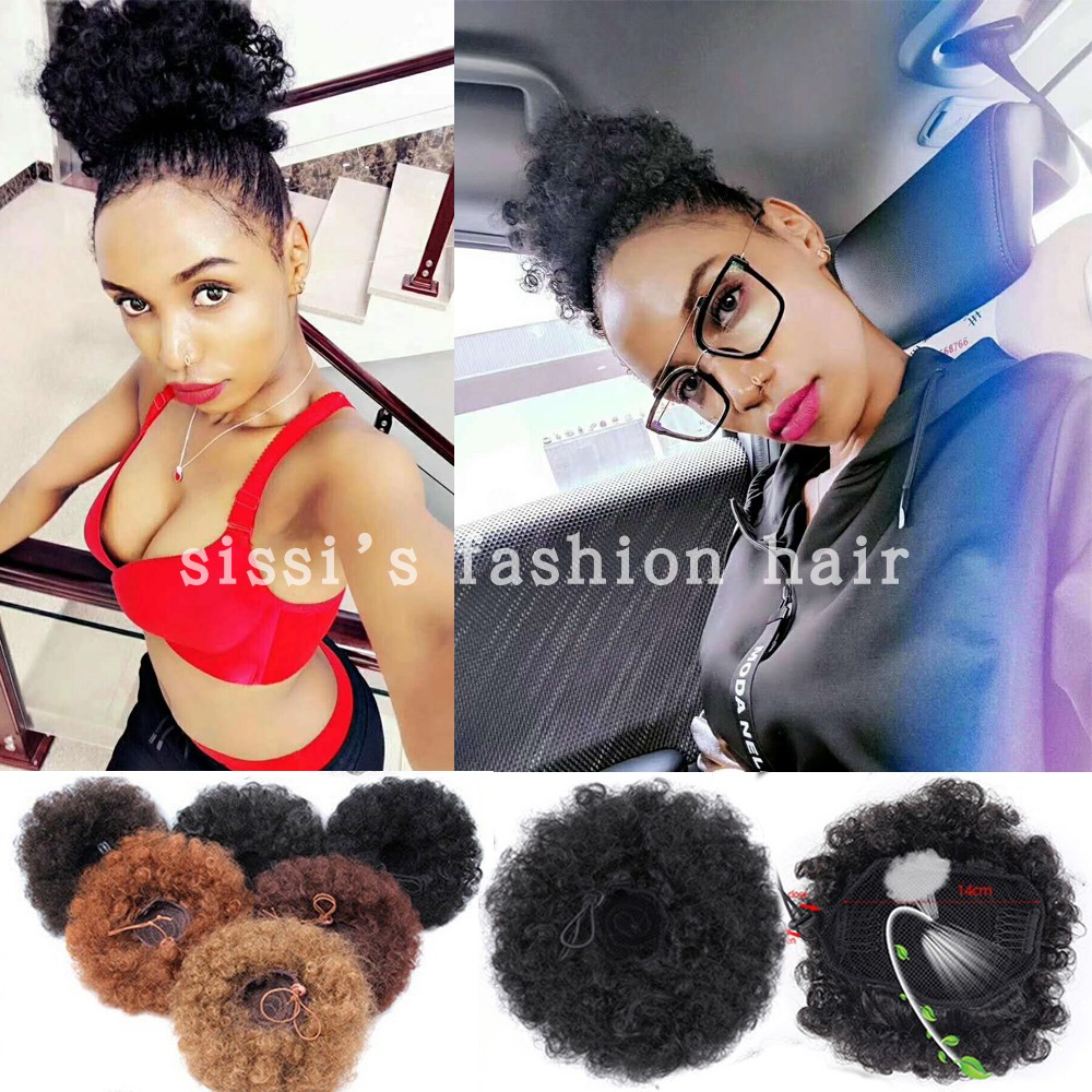 afro bun wig small African curly hair, Synthetic hair Chignon