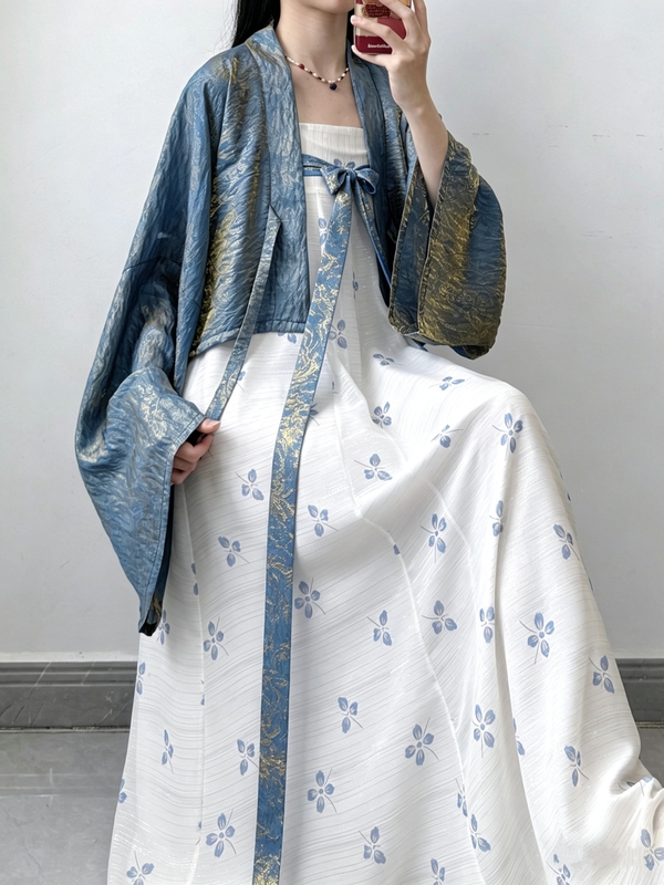 Jiuchen's Original and Improved Version of the Famen Temple Robe with Han Elements, National Style Suspender Dress, Hanfu Set