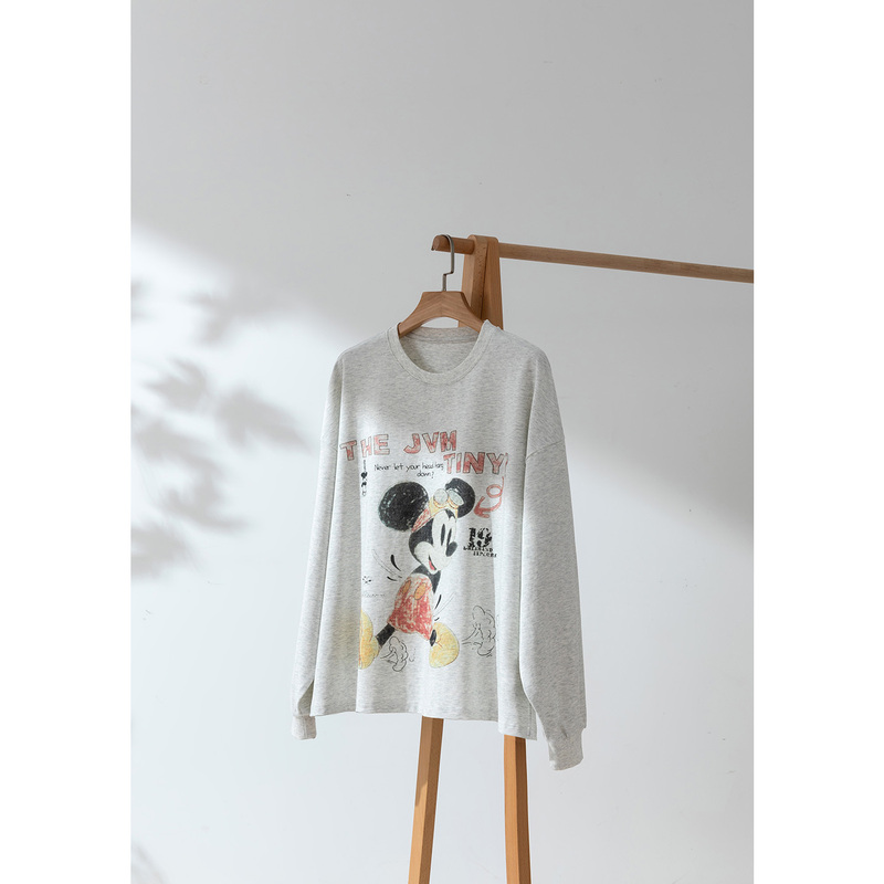 Miss Couleur Mickey American Casual Loose Round Neck Thin Long-Sleeved Sweatshirt