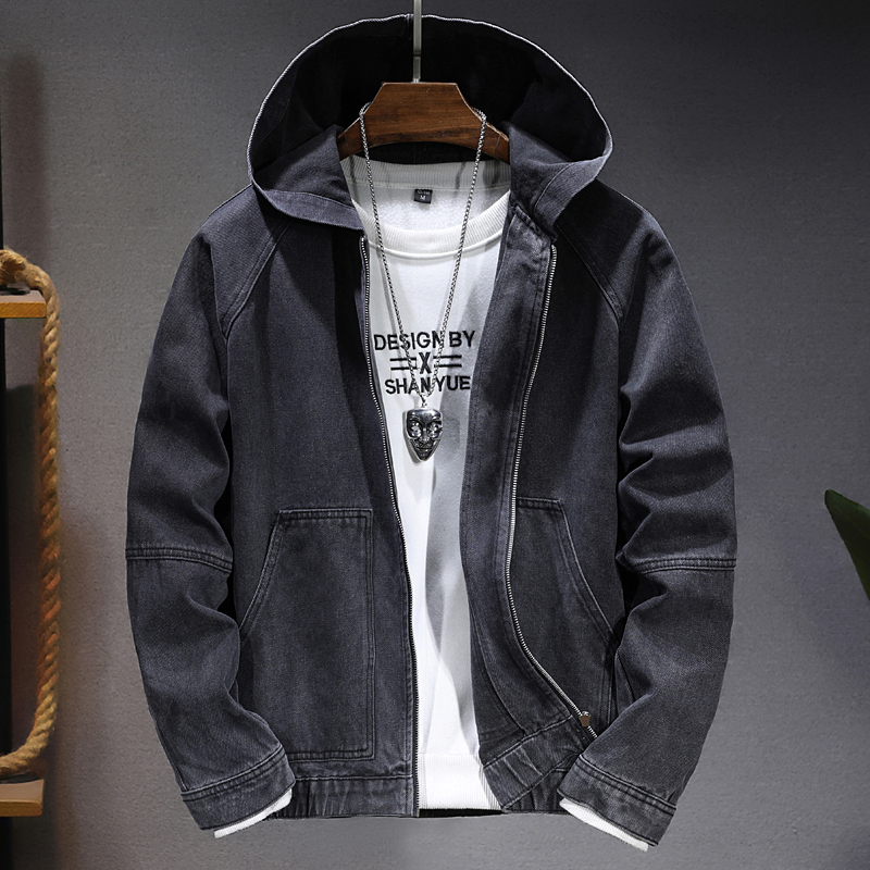Hooded Denim Jacket Men's American Workwear Jacket 2025 Autumn and Winter New Trendy Loose Casual Zipper Denim Jacket Hooded Denim Jacket Men's American Workwear Jacket 2025 Autumn and Winter New Trendy Loose Casual Zipper Denim Jacket