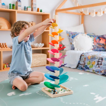 Music tree toy rainbow petal building block wisdom tree ball track wooden children Christmas gift singing tree