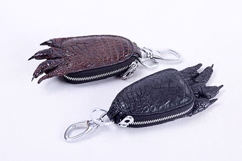 Cá sấu khóa da trường hợp da mới khâu mẫu động vật thương hiệu mới thùng dây kéo cá tính vuốt xe ví móc khóa da