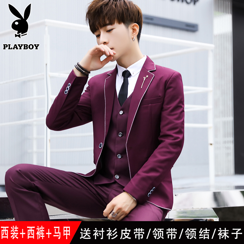 Playboy phù hợp với phù hợp với những người đàn ông mỏng Hàn Quốc phiên bản phù hợp với ba mảnh thiết chú rể thường phù dâu váy cưới triều