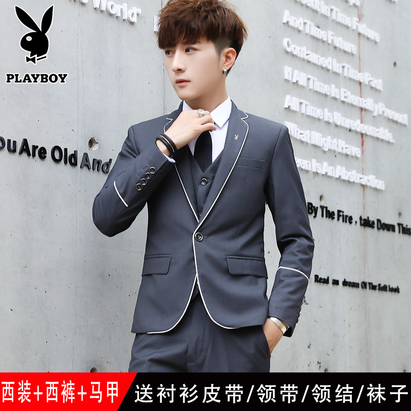 Playboy phù hợp với phù hợp với những người đàn ông mỏng Hàn Quốc phiên bản phù hợp với ba mảnh thiết chú rể thường phù dâu váy cưới triều