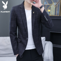 Playboy suit mens casual plaid suit Korean version of the trend slim British single Western jacket mens top