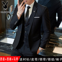 Playboy suit suit mens Korean version slim groom wedding dress Business casual formal small suit man