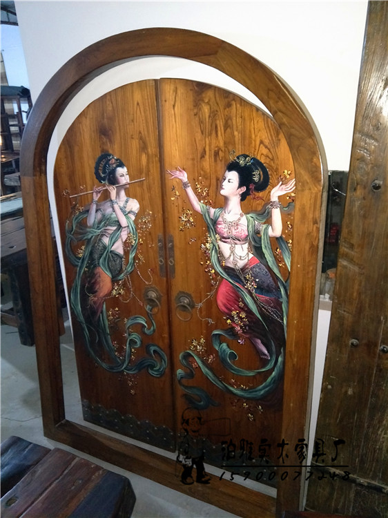 90 Villa Real Wood Door Elm Wooden Courtyard Gate Imitation Ancient Entrance Door Double Switch Countryside Temple Gate Chinese Wall Door