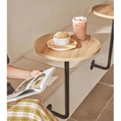 Trendy Café Booth Small Round Table Against the Wall, Wall-Mounted Booth Dining Table for Milk Tea and Beverage Shop
