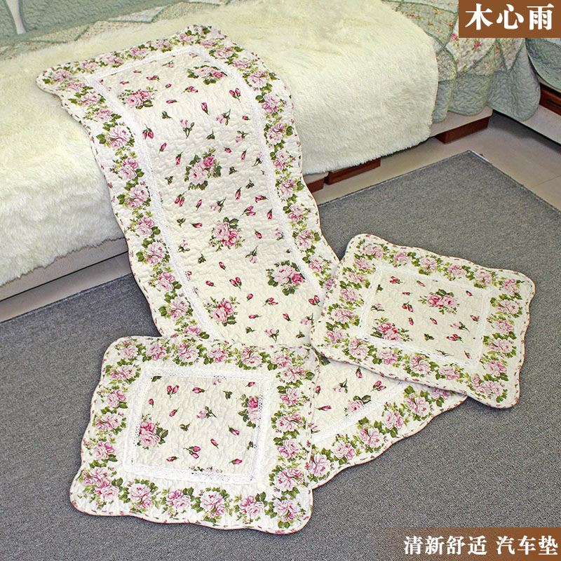 Full cotton cloth art minimalist Summer car cushion Three sets of cushions fresh and cute anti-slip seat cushion Four seasons universal