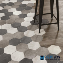 8 space cement antique hexagonal brick non-slip matte six-sided Ling-shaped tile Kitchen bathroom wall and floor 230