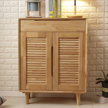 Solid wood shoe cabinet Nordic 2 Door 4 floor door door integrated modern simple with drawer storage cabinet log porch cabinet