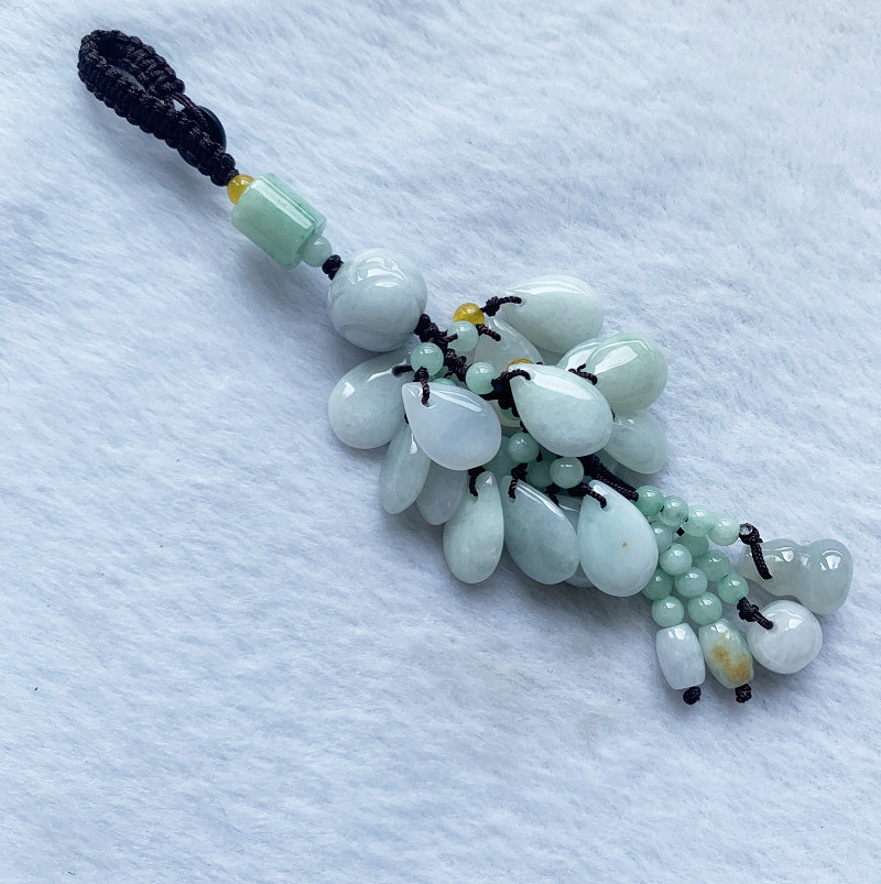 Natural emerald water drop safety buckle gourd apple mobile phone chain key chain bag hanging