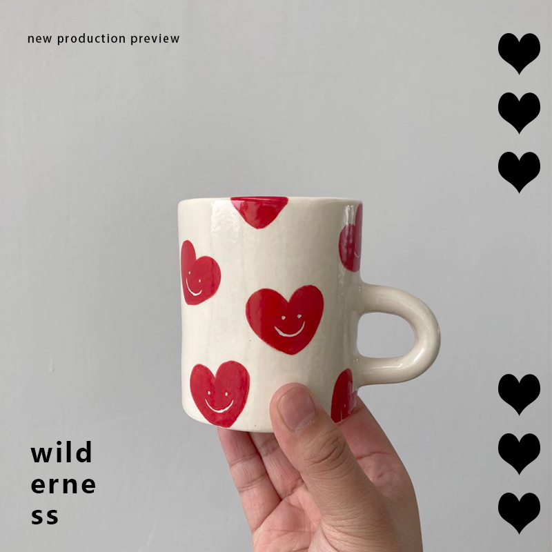 Wilderness Number) Loving Smiley Face Coffee Cup Pure Hand Knead Original Independent Designer Water Glass Ceramic Cup