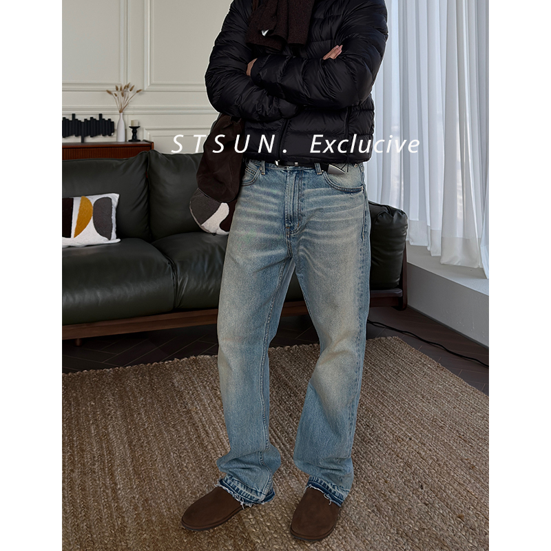 【Sts】Sofa Jeans American Retro Distressed 501 Version Fitted Straight-Leg Versatile Commuter Jeans 【Sts】Sofa Jeans American Retro Distressed 501 Version Fitted Straight-Leg Versatile Commuter Jeans