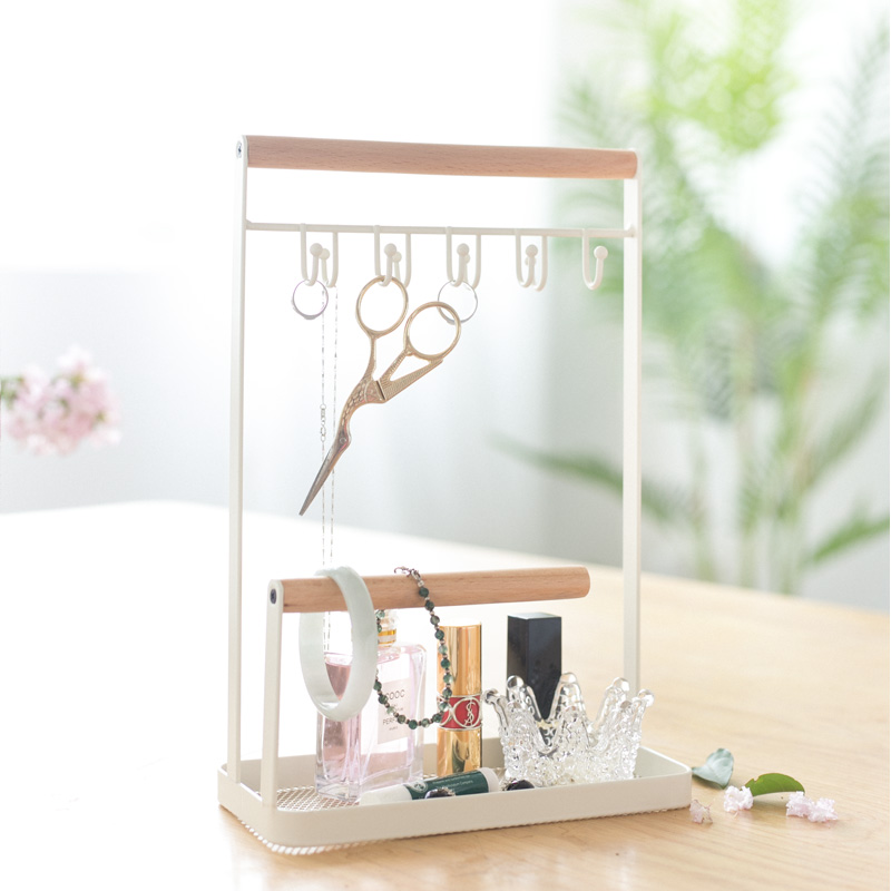 Wrought iron wooden jewelry storage rack tabletop shelf display earring rack jewelry rack creative jewelry display stand