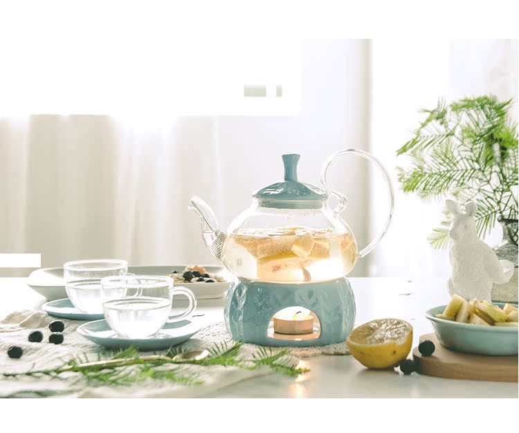 Trà hoa trái cây Thời trang sức khỏe môi trường bộ gốm sứ có sưởi ấm ngồi dưới thủy tinh borosilicate chịu nhiệt độ cao bộ tách trà