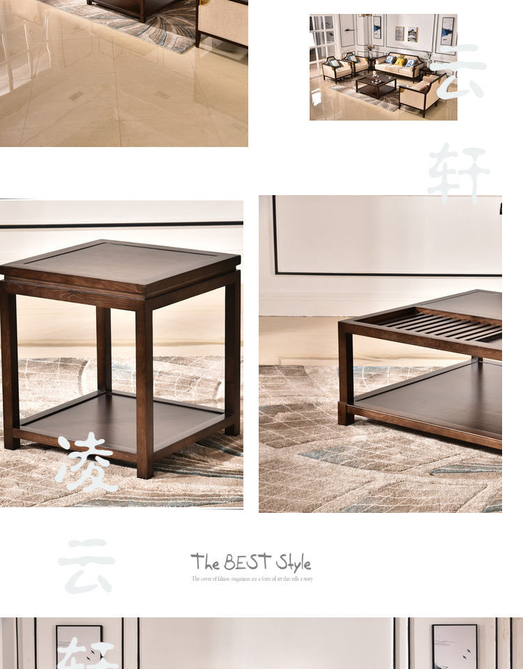 Mới phong cách Trung Quốc sofa gỗ rắn phòng khách Zen kết hợp khách sạn mô hình phòng clubhouse liên bang vải sofa đồ nội thất đơn giản - Bộ đồ nội thất nọi thất thông minh