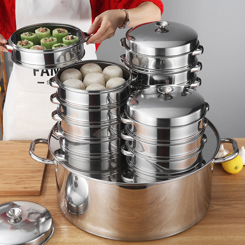 Stainless steel thickened Steamed Ladle Furnace Gas Small Cage Wrap steam boiler Commercial bag Sub-machine Three-hole Gas Steam Furnace Electric Steam Cage