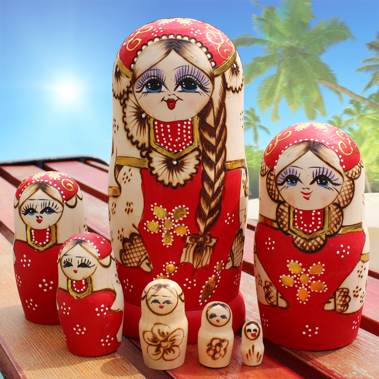 Russian great braid Beauty 7 layers of linden wood environmental protection paint dolls Xu May set up children's puzzle toy swing pieces