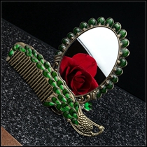 Handle mirror Foldable Russian retro make-up mirror handheld mirror table comb suit portable mirror birthday present