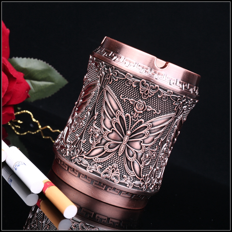 Fashion creative retro European metal alloy butterfly love flower ashtray wedding business birthday men's bar gift