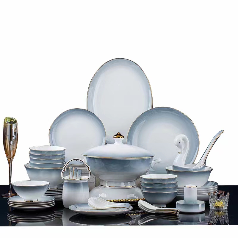 Ceramic Tableware from Cizhou Kiln, Genuine Bone China, Luxurious and Elegant, 52-Piece, 29-Piece Gift Set, for Home Use, Gift